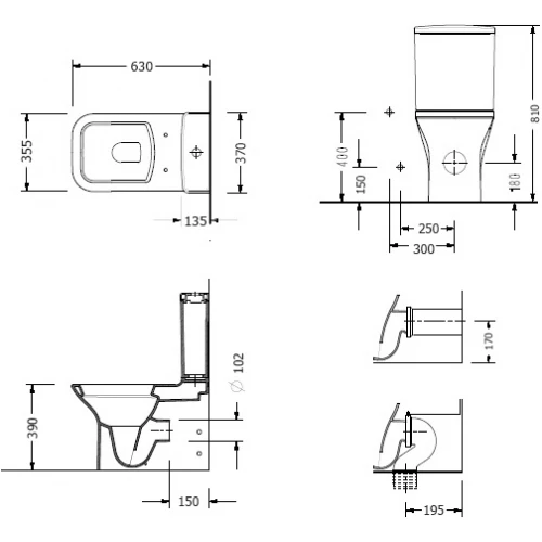 Унитаз напольный Serel Nita с тонким сиденьем с микролифтом NT12SL