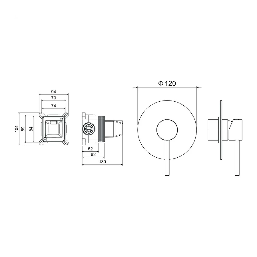 Смеситель Aquatek Европа для душа внешняя и скрытая часть хром AQ1366CR