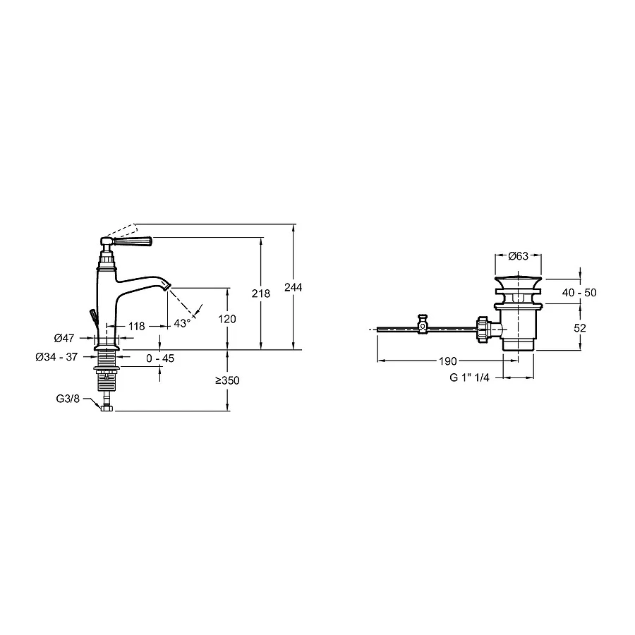 Смеситель для раковины Jacob Delafon Cleo 1889 хром глянцевый E24307-CP