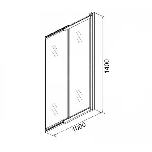 Шторка для ванны Azario Merrit Easy Clean раздвижная прозрачное стекло 5 мм цвет профиля черный AZ-NF6122 1000 black 100х140 см
