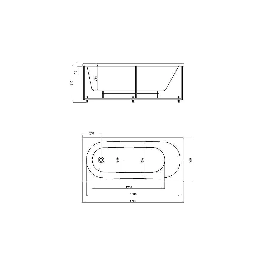 Ванна акриловая Azario Felisa прямоугольная AV.0040170 170x70 см
