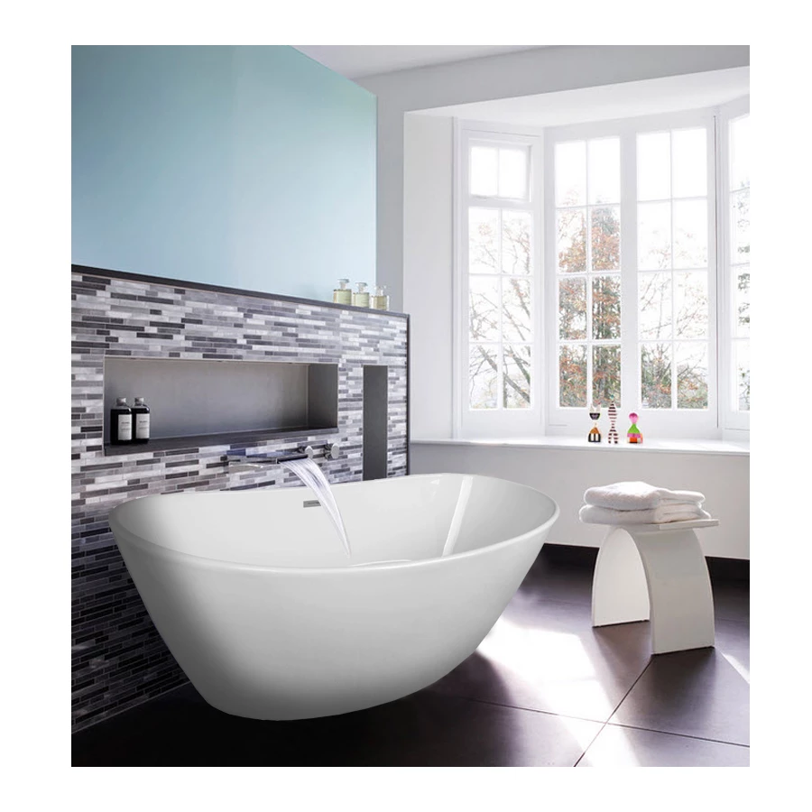 Ванна акриловая Azario Easton белая свободностоящая в комплекте с сифоном и металлической рамой AZ-1337 180x82x60 см