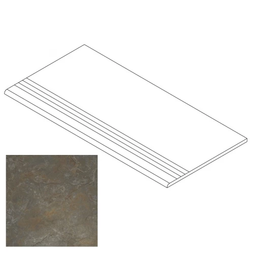 Ступень Gresse Petra с насечками и завальцовкой камень серый матовая GRS02-05 60х29,5 см