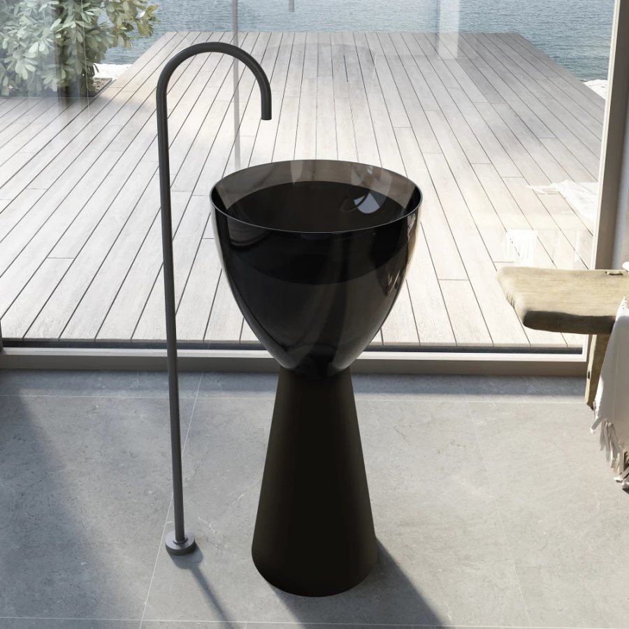 Раковина отдельностоящая прозрачная Abber черный черный матовый AT2703Onyx-Black 45х45 см