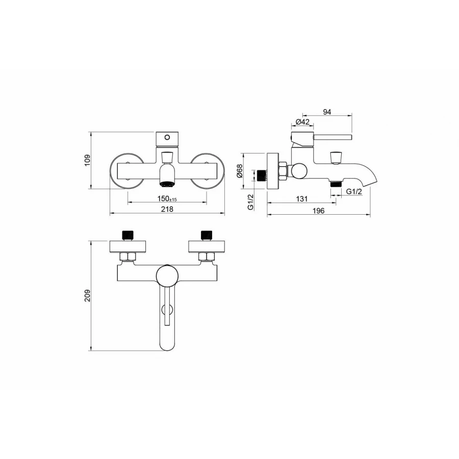 Смеситель Aquatek Европа для ванны хром AQ1340CR