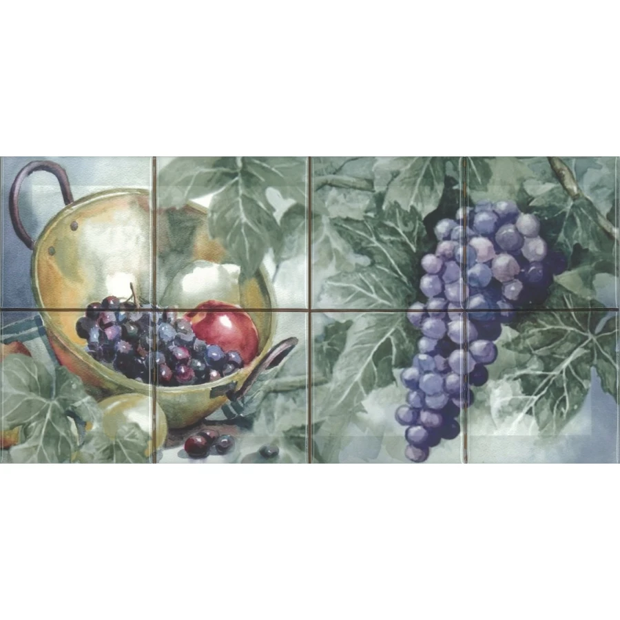 Декор Absolut Keramika Monocolor Milano Composicion Acuarela Uvas ABC0000134 40х20 см