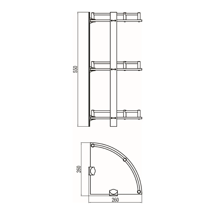 Полка угловая тройная стеклянная Savol S-003031