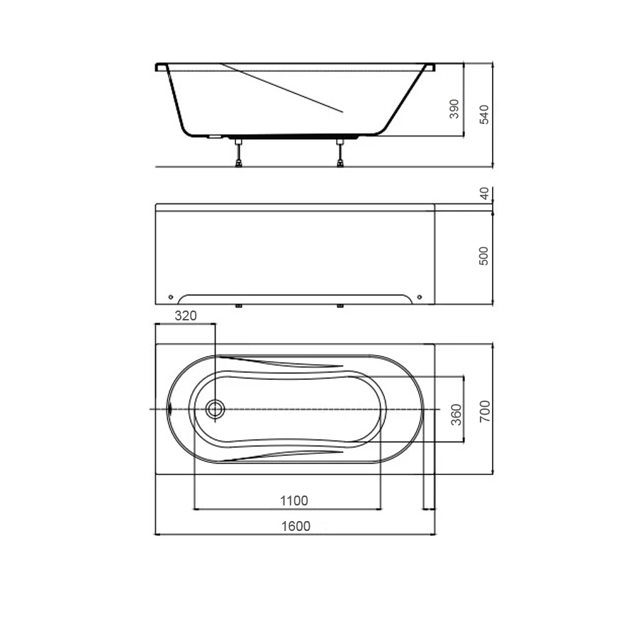 Ванна акриловая Azario Karmina прямоугольная AV0011160 160х70 см
