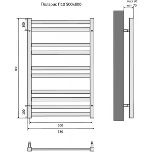 Полотенцесушитель водяной Aquatek Поларис П10 AQ KO1080BL 50х80 см