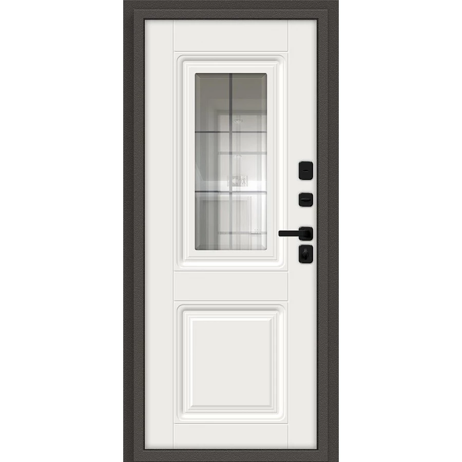 Входная дверь Bravo Шелтер СДР/SBlack 205x96 Старк шоколад/White Sand левое открывание