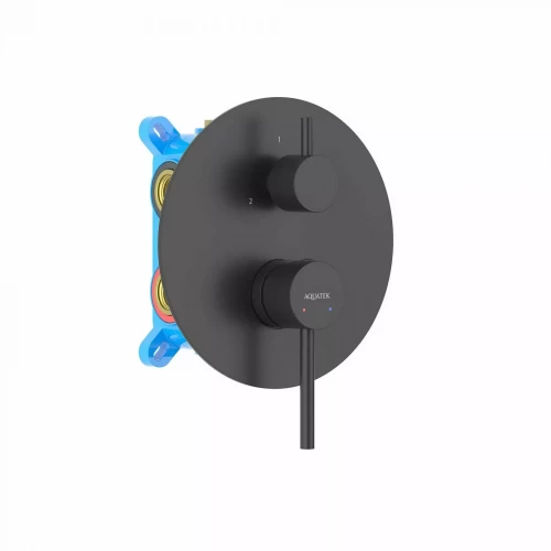 Смеситель Aquatek Европа для ванны 3 режима внешняя и скрытая часть матовый черный AQ1347MB