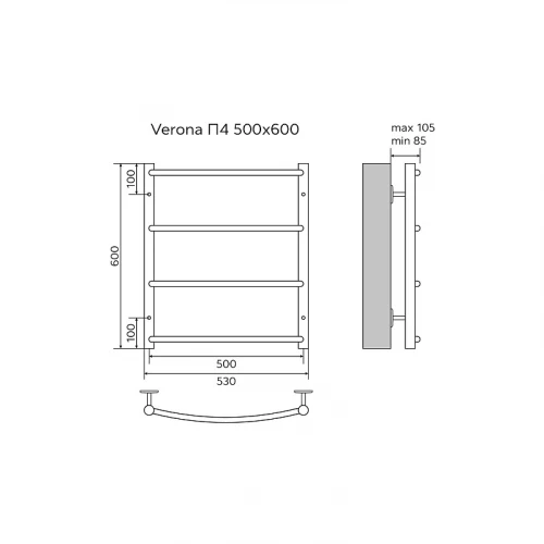 Полотенцесушитель водяной Azario Verona AZ04156 50х60 см