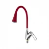 Смеситель для кухни Fashun с гибким изливом красный хром A4466 A7358