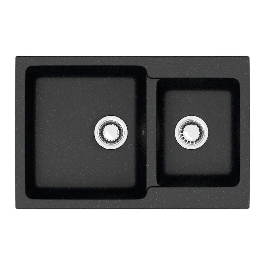 Кухонная мойка Azario Grand двойная искусственный мрамор цвет черный CS00079903 76.5х50х19 см