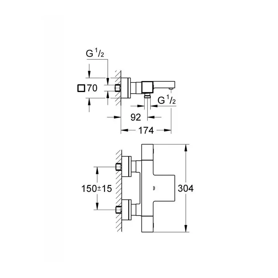 Термостат для ванны и душа Grohe Grohtherm Cube 34497000
