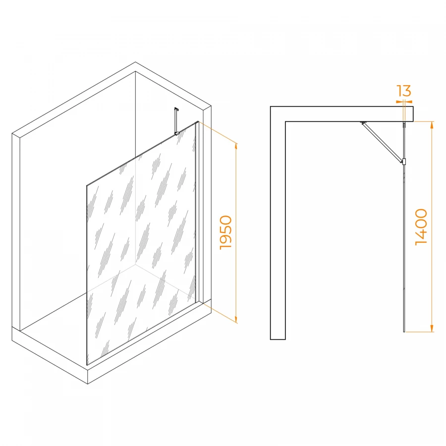 Душевая перегородка RGW WA-110 Матовое-Сатинат 351011014-21 140 см