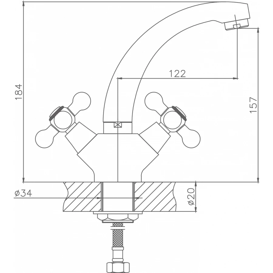 Смеситель Cron для кухни хром CN1719