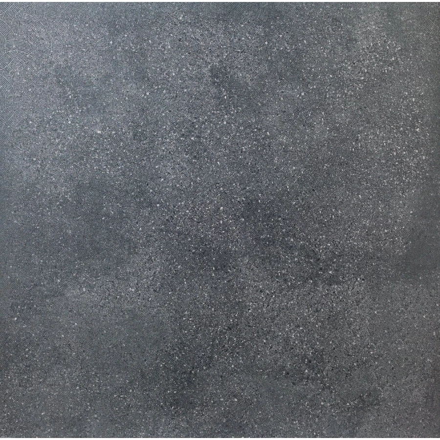Керамогранит Sina Tile Daino Black Sugar 9106 полуглянцевый черный 90х90 см