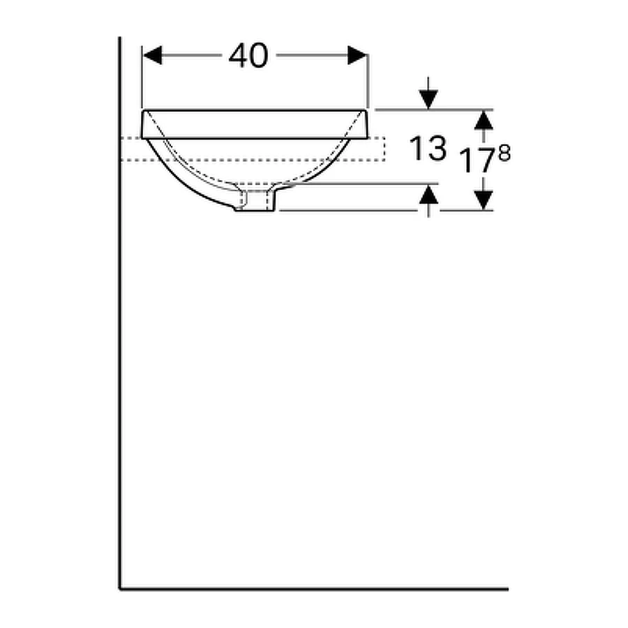 Раковина встраиваемая в столешницу Geberit VariForm эллиптической формы без отверстия под смеситель с отверстием перелив 500.728.01.2 60х40 см