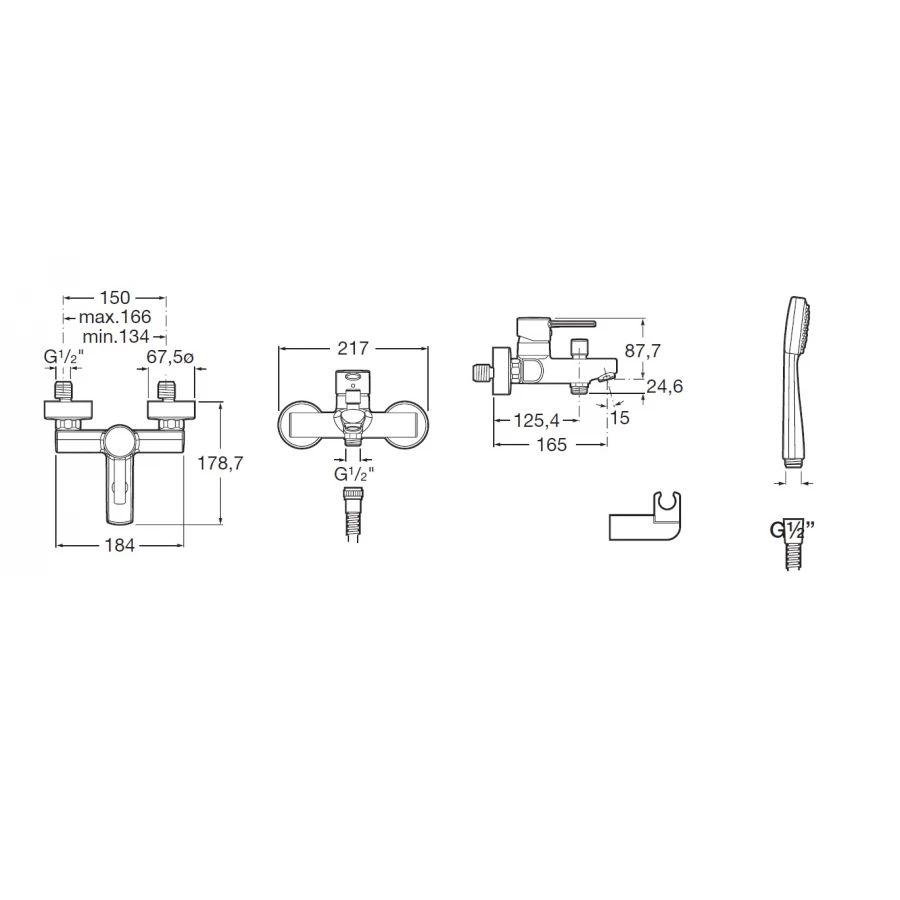 Cмеситель для ванны Roca Targa хром 7.5A01.6.0C0.2