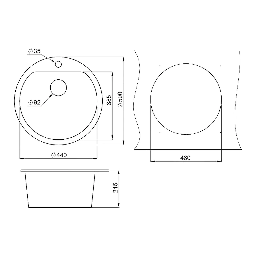 Кухонная мойка Granula 5101, ПИРИТ 50х50 см