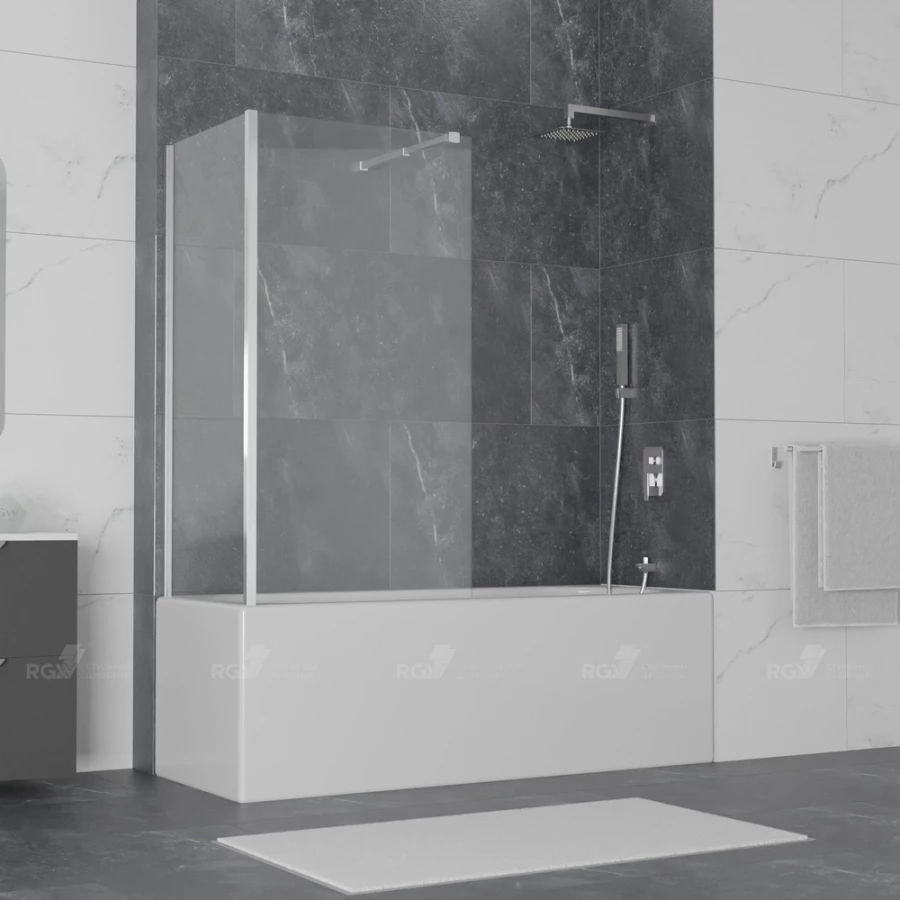 Душевой уголок на ванну RGW SC-72 SC-051+Z-052 Прозрачное 35117268-11 80х75 см
