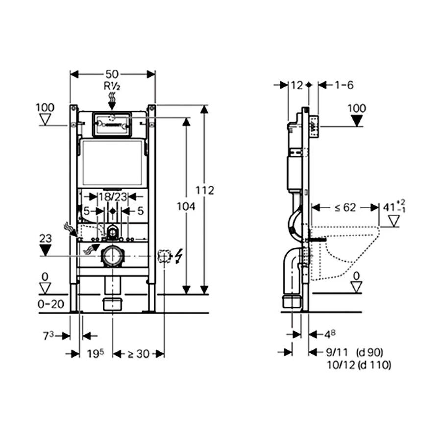 Инсталляция для унитаза Geberit Duofix Basic UP100 111.153.00.1