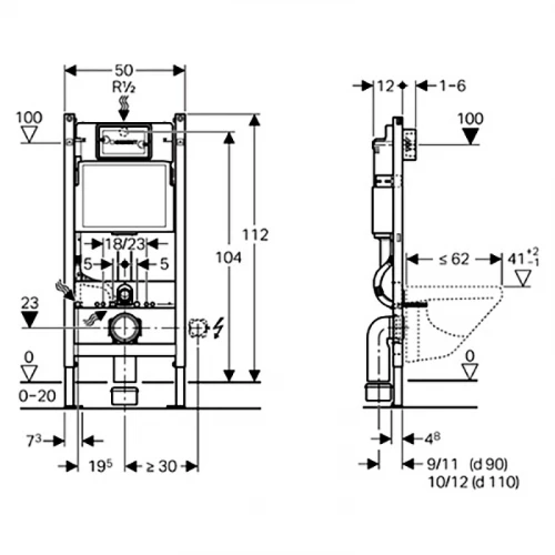 Инсталляция для унитаза Geberit Duofix Basic UP100 111.153.00.1