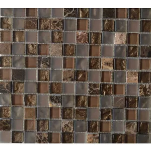 Мозаика Tonomosaic MMB04 imperador dark, из стекла и мрамора, коричневая, шоколадная 30*30 см