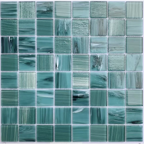 Мозаика Bonaparte Стеклянная мозаика Alaska tempo 36х36 глянцевая бирюзовая 30,4х30,4 см