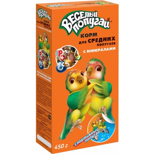 Корм для средних попугаев Зоомир Веселый попугай с минералами 450 г 