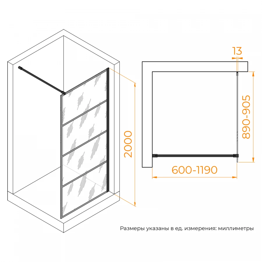 Душевая перегородка RGW WA-019B С рисунком 351001990-84 90 см