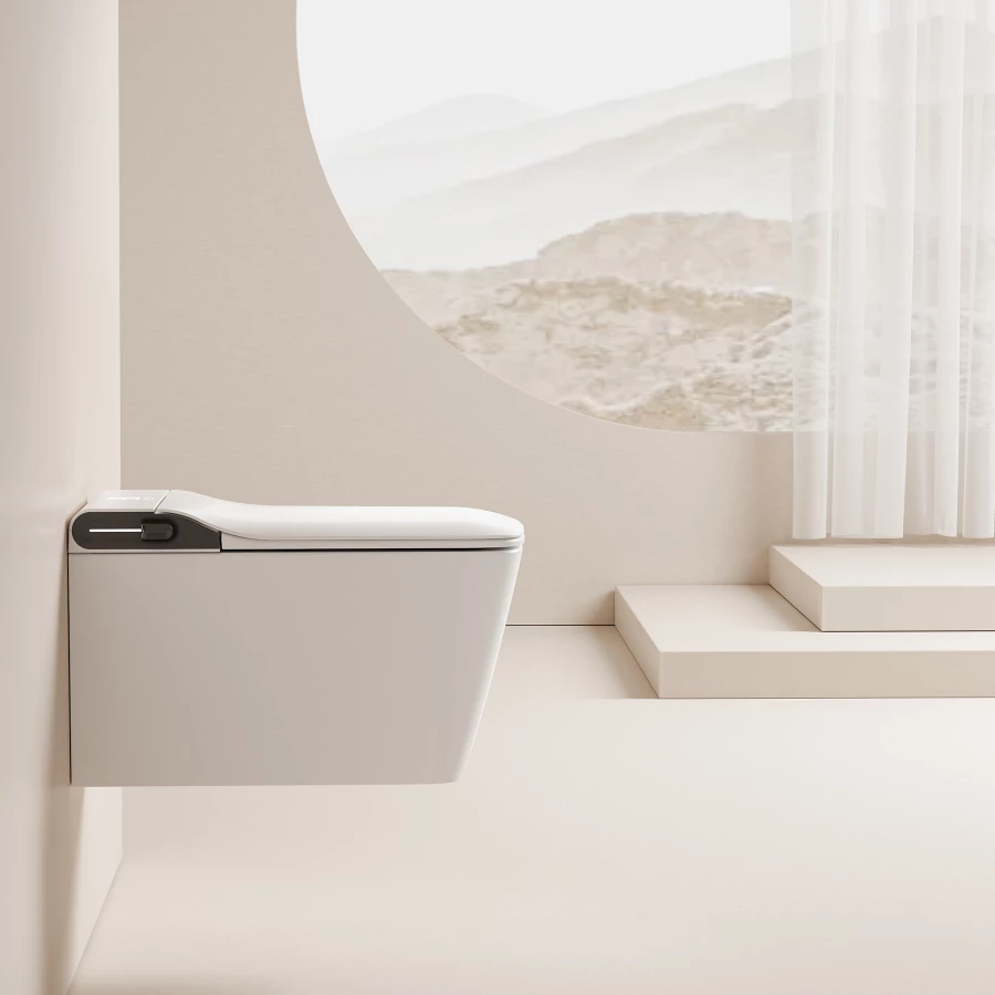 Электронный унитаз-биде Abber Rechteck подвесной белый AC1215S