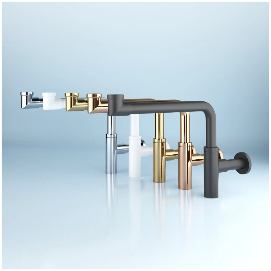 Металлический сифон для раковины Wellsee Drainage System 182125000, цвет черный матовый