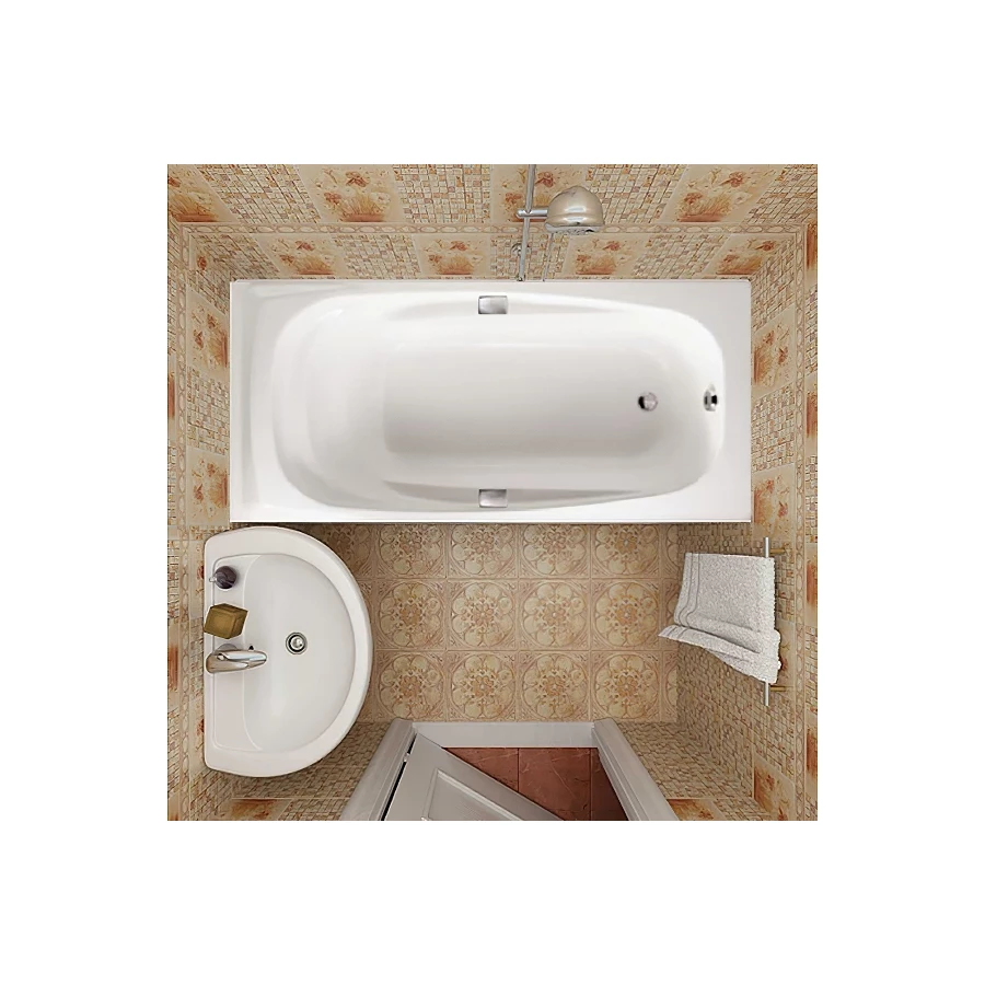 Ванна чугунная Jacob Delafon Repos с антискользящим покрытием с отверстиями для ручек E2902-00 180х90 см