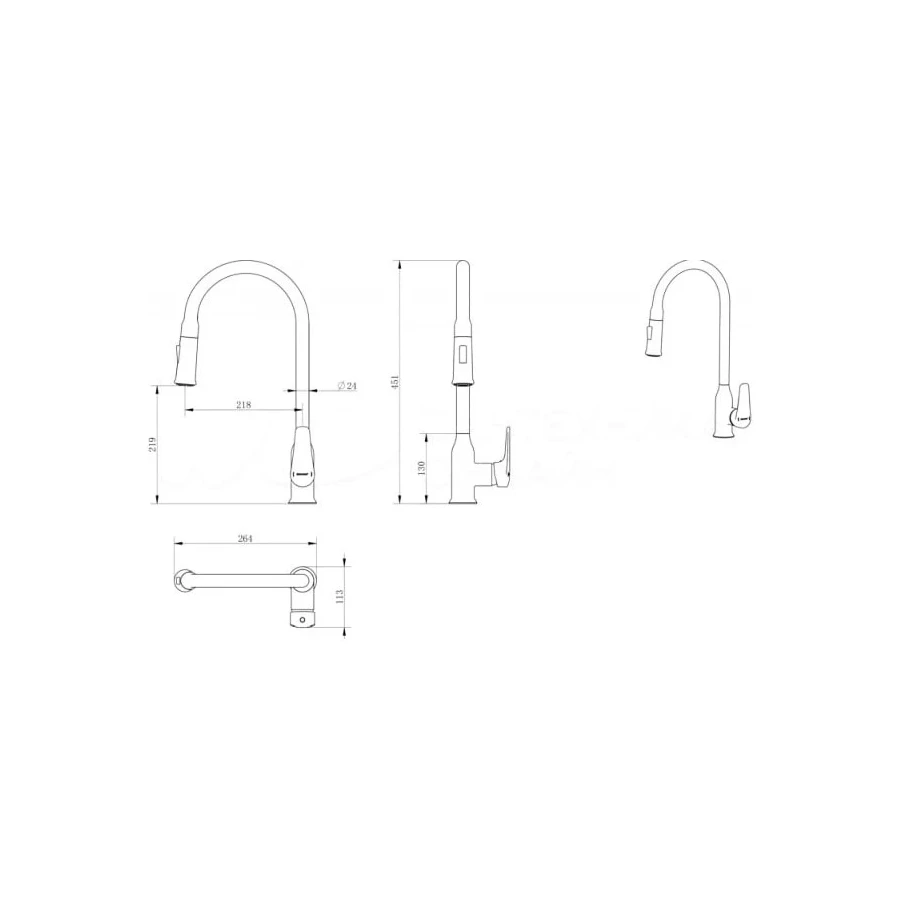 Смеситель Haiba для кухни с выдвижным изливом хром HB73816