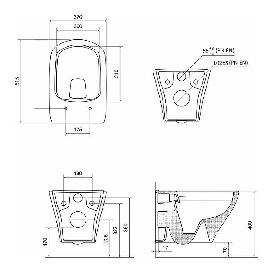 Унитаз подвесной Ravak Classic RimOFF безободковый белый X01671
