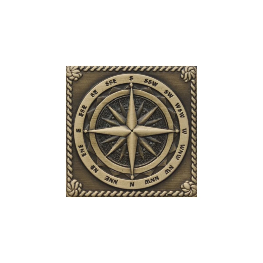 Вставка Moneli Decor Металлические вставки Windrose Satined brass бронза сатинированная MNL000008 5х5 см