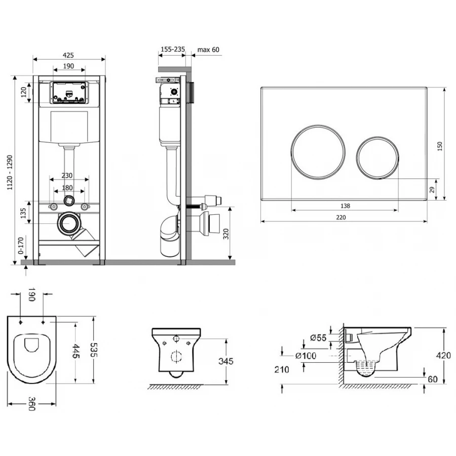 Унитаз Lavinia Boho Relfix Grance Hill Rimless 75110413 (комплект 9 в 1)