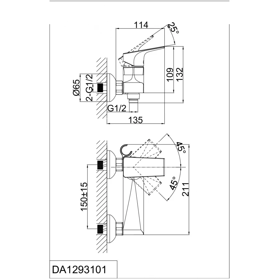 Смеситель для душа D&K Rhein Hertz DA1293101 хром