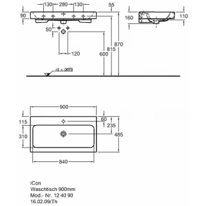 Раковина Geberit iCon 124090000 90х48,5 см