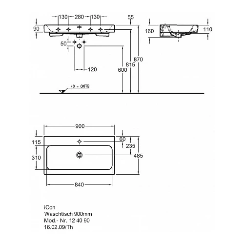 Раковина Geberit iCon 124090000 90х48,5 см