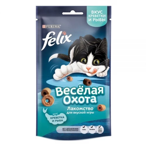 Лакомство для кошек Felix Весёлая охота со вкусом креветки и рыбы 50 г