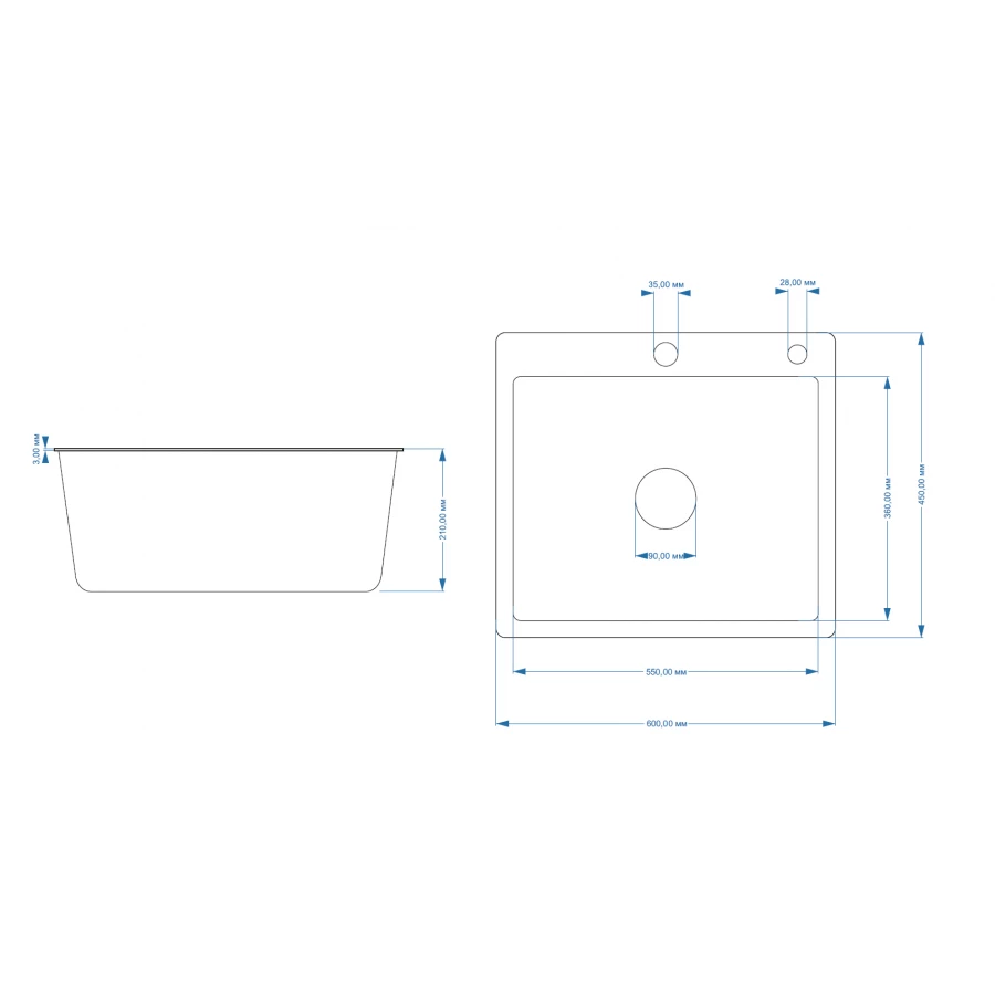 Мойка Fmark для кухни FSC6045C 60x45 см