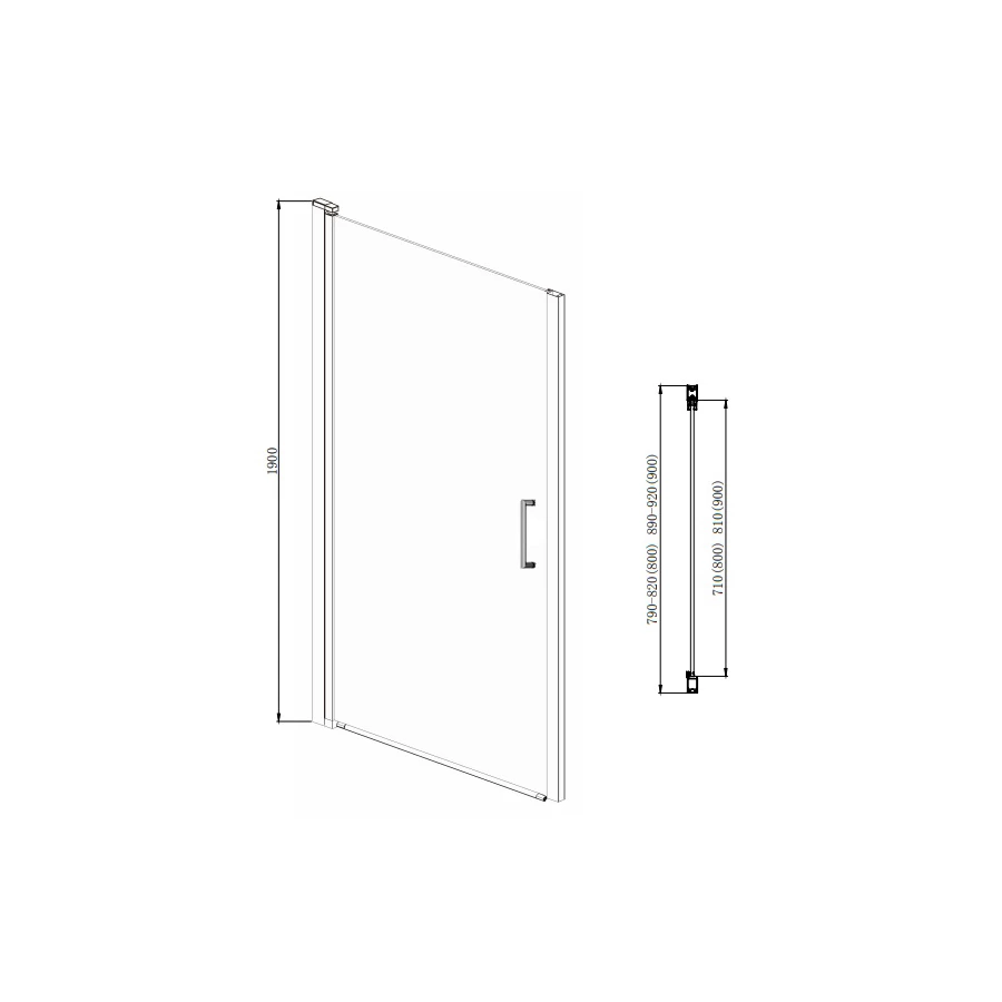 Распашная дверь Azario Alberta прозрачное стекло 6 мм цвет профиля серебро AZ-NK6211 800 80х190 см