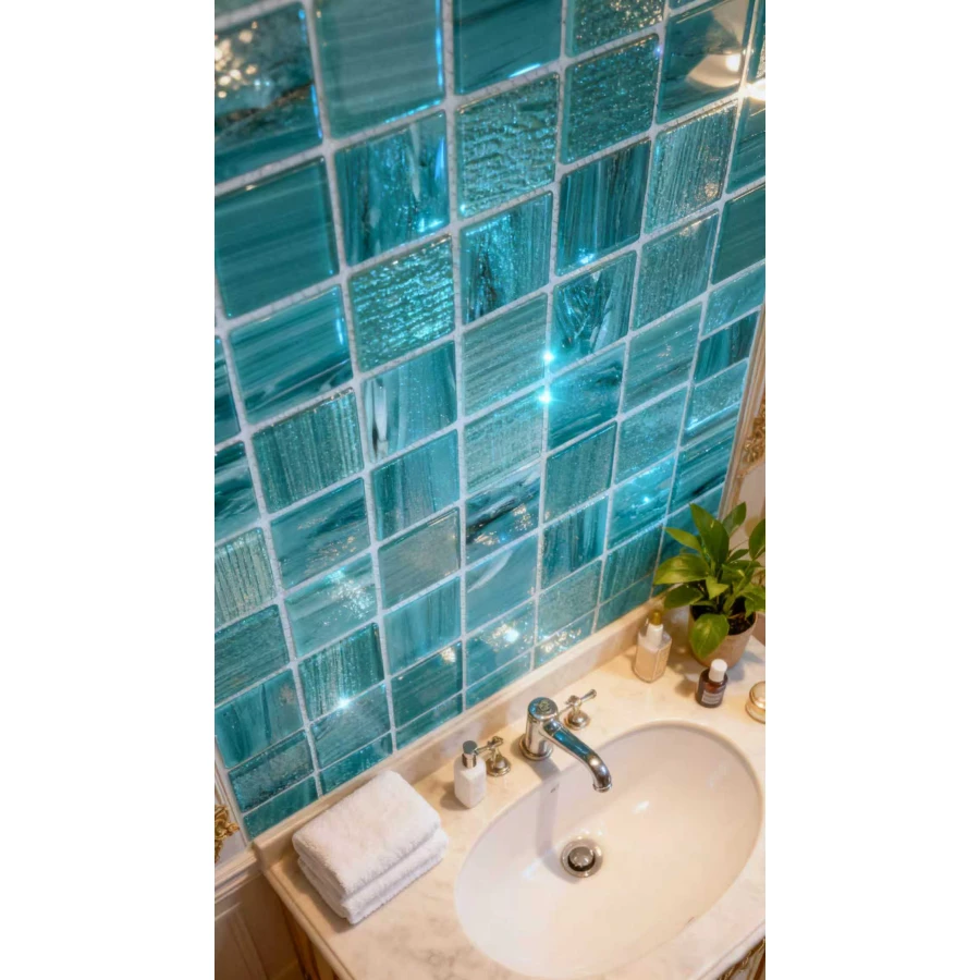 Мозаика Bonaparte Стеклянная мозаика Alaska tempo 36х36 глянцевая бирюзовая 30,4х30,4 см