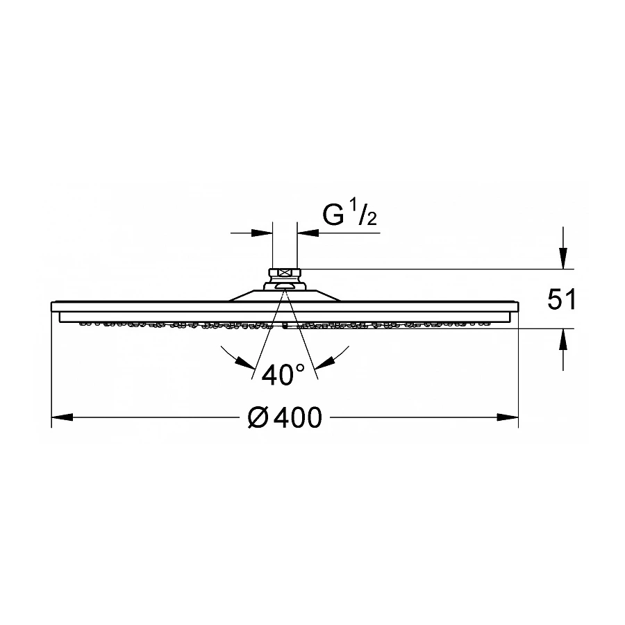 Верхний душ Grohe Rainshower Cosmopolitan Metal 1 режим диаметр 400 мм хром 28778000