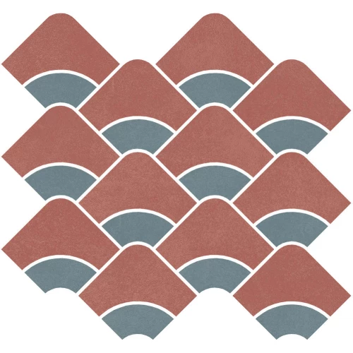 Плитка настенная Kerama Marazzi Таделакт Декор наборный обрезной матовый бирюзовый красный KMD2HID012BR 30x28 см