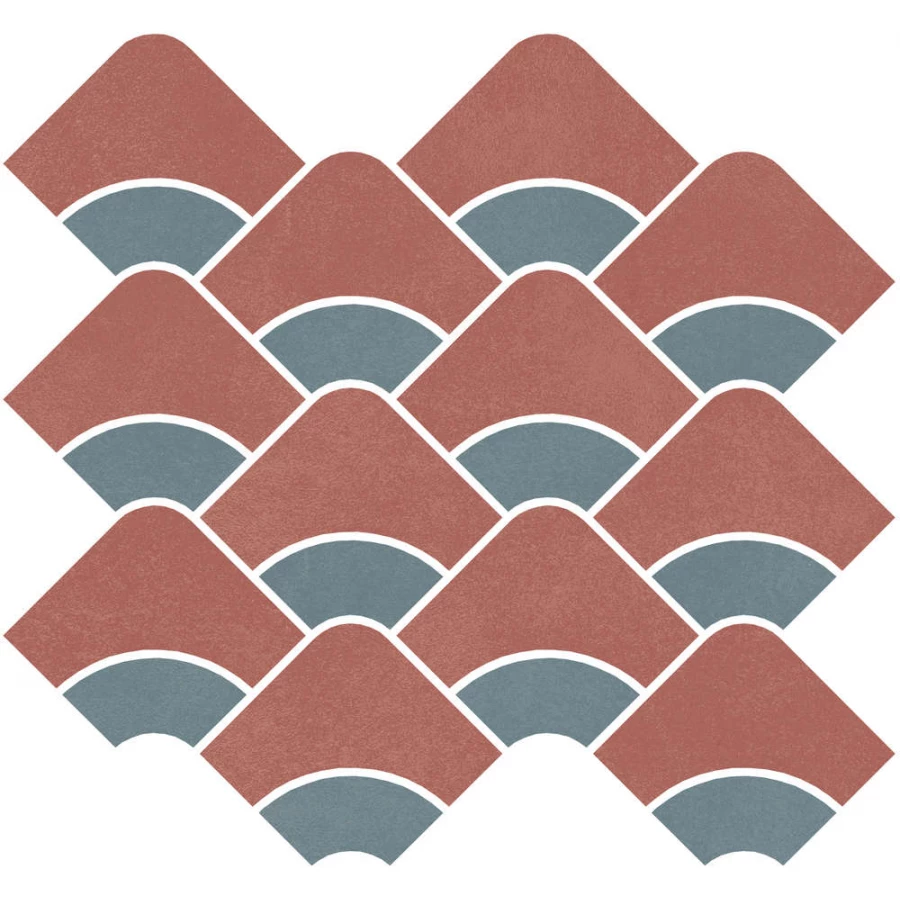 Плитка настенная Kerama Marazzi Таделакт Декор наборный обрезной матовый бирюзовый красный KMD2HID012BR 30x28 см