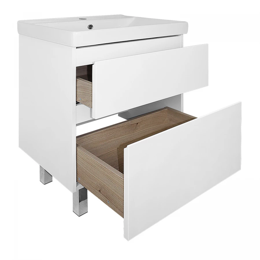 Комплект Тумба Azario Мила 60h напольная с раковиной Tempo 60 белый матовый CS00091364 61х48х86 см